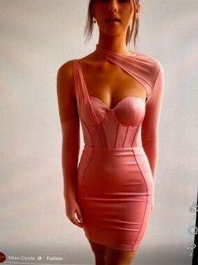 Pink One-Shoulder Corset Bodycon Dress